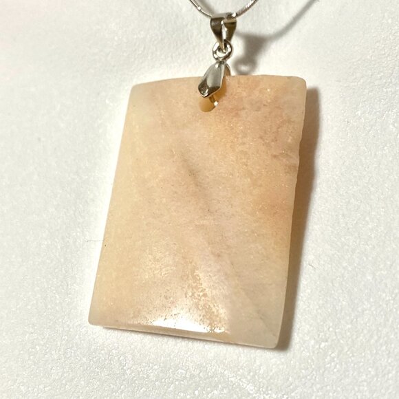 Natural Peachy Banded Agate Pendant, Large Genuine Gemstone Geometric Pendant - Picture 8 of 12